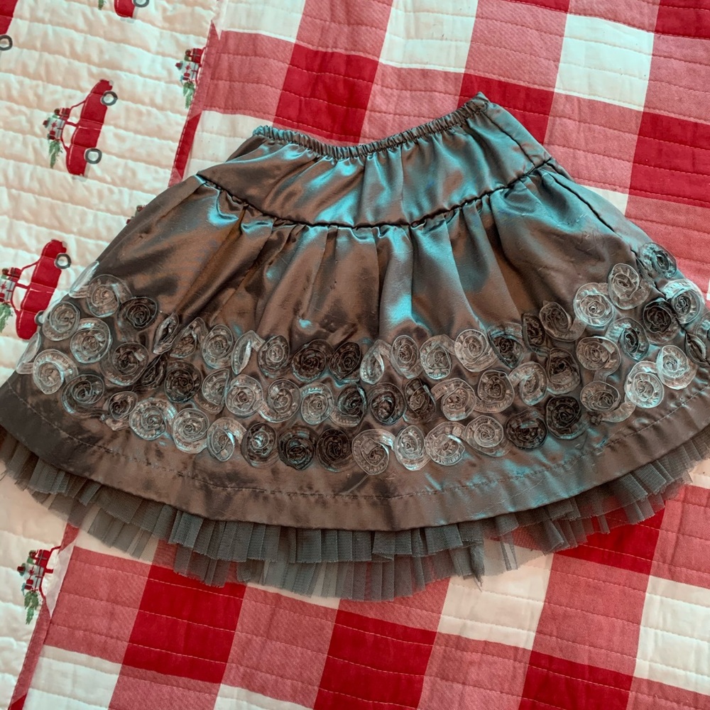 Girls Silvery Rose Holiday Skirt